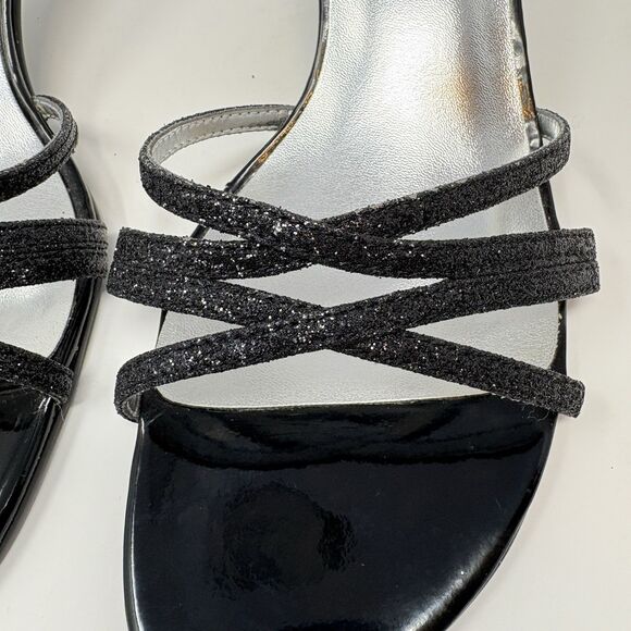 Rampage Frankie 9 Womens Black Glitter Silver Heels Evening Strappy Sandals 8.5M - Picture 8 of 10